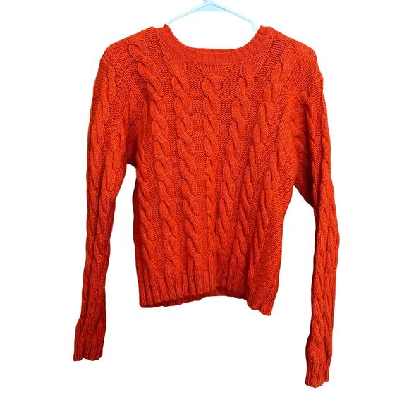Brooks Brothers Chunky Cable‎ Knit Wool Pullover Sweater Orange Size Medium - Picture 1 of 8